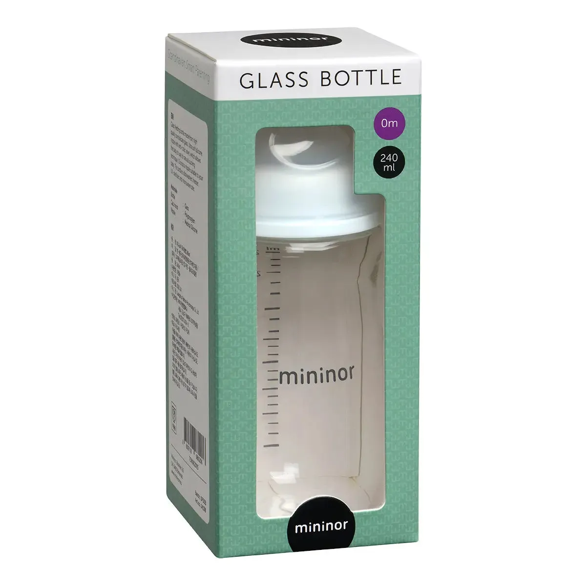 Mininor Baby Bottle – Glass 240 ml 3mth 