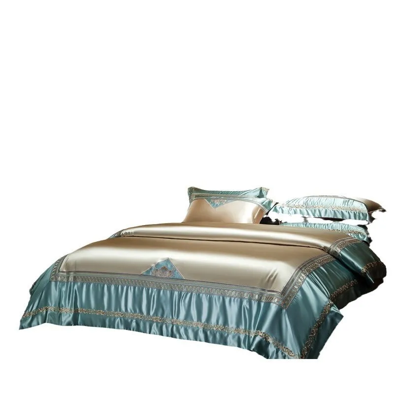 New Silk Cotton Embroidery Four-piece Bedspread Set