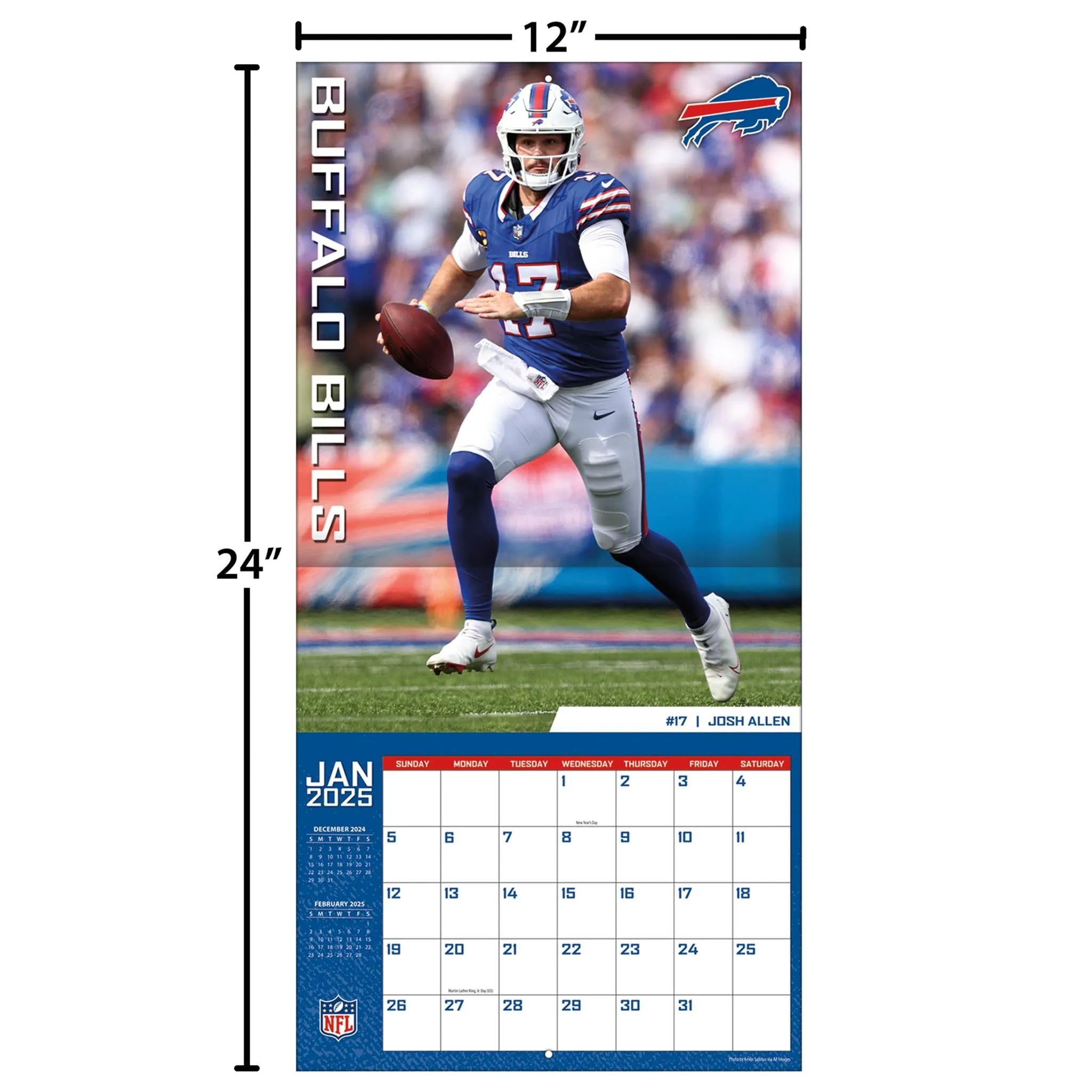 NFL Buffalo Bills Wall 2025 Calendar