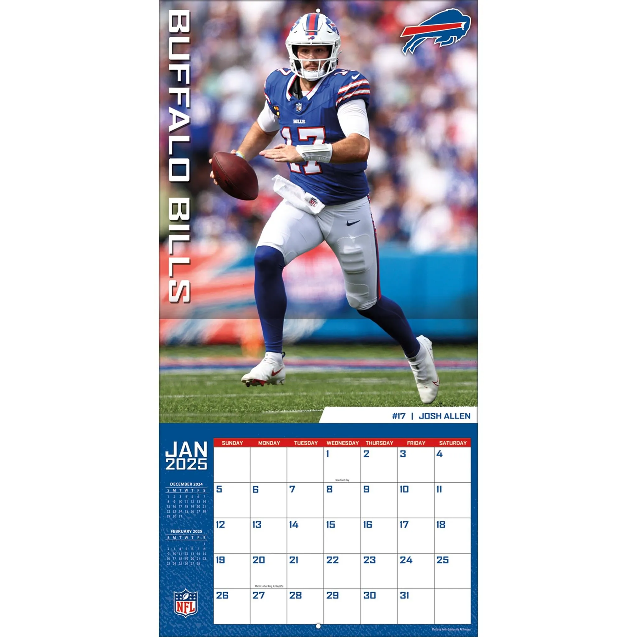 NFL Buffalo Bills Wall 2025 Calendar