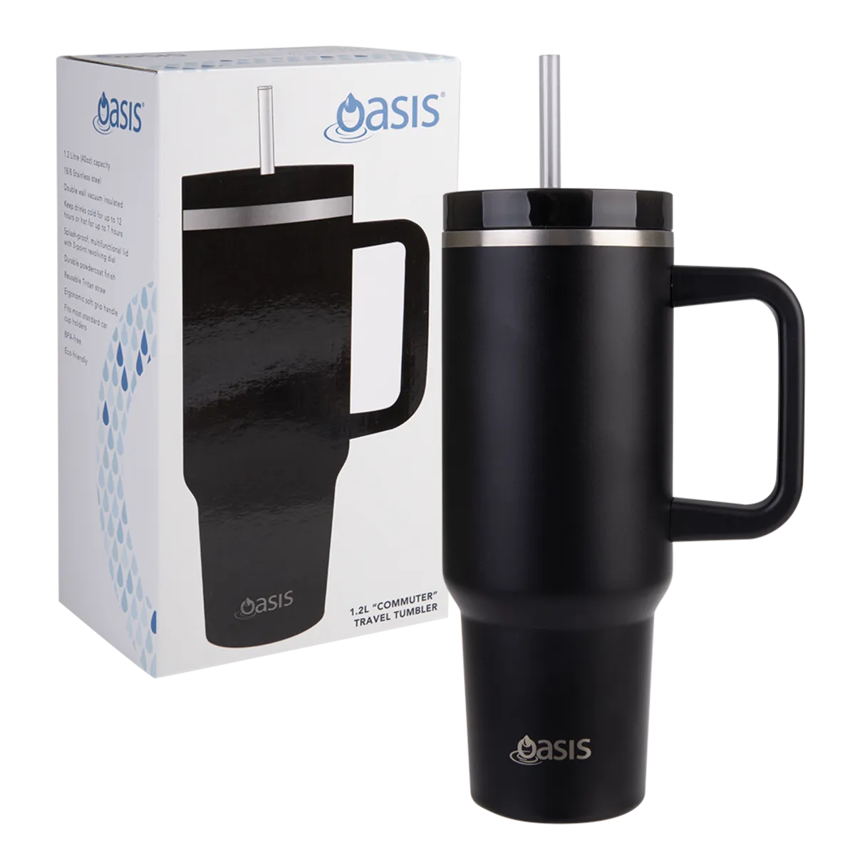 Oasis Stainless Steel Double Wall Insulated "Commuter" Travel Tumbler 1.2L - Black