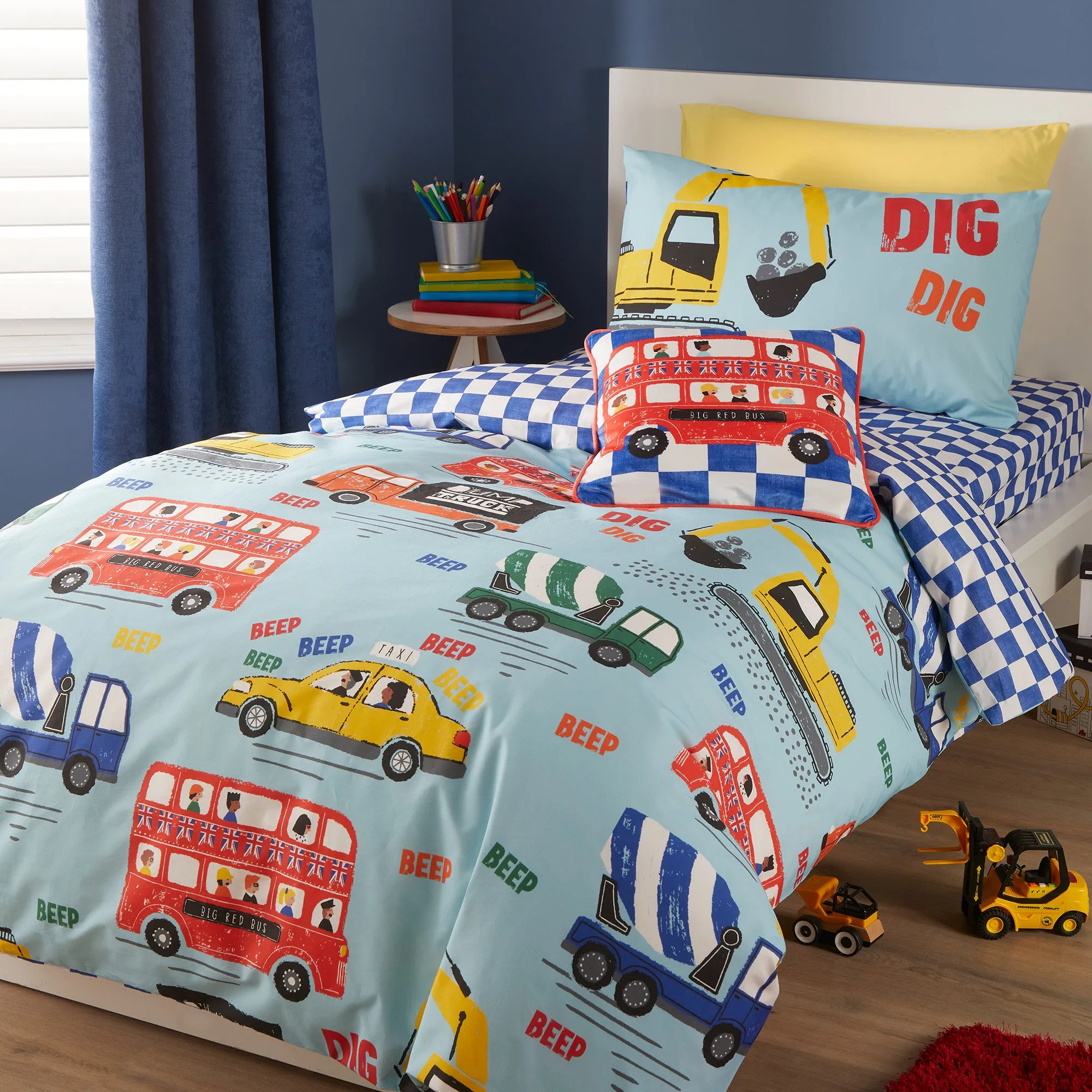 On The Move Duvet Cover Set by Bedlam in Blue