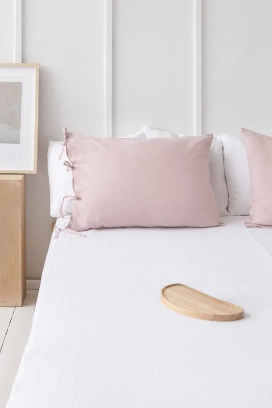 Pale Pink linen pillowcase with ties