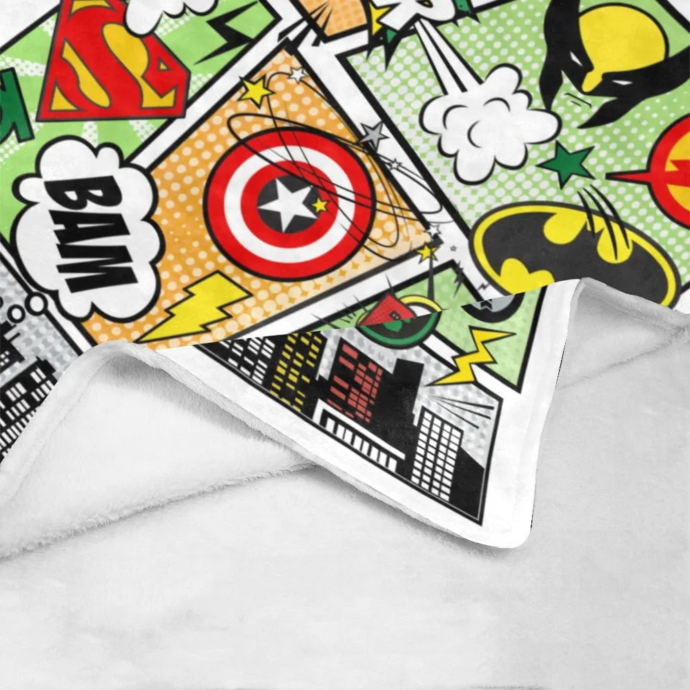 Personalized Comics Blanket - Superhero Comics Name Blanket for Boys