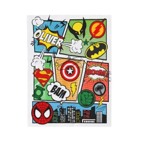 Personalized Comics Blanket - Superhero Comics Name Blanket for Boys