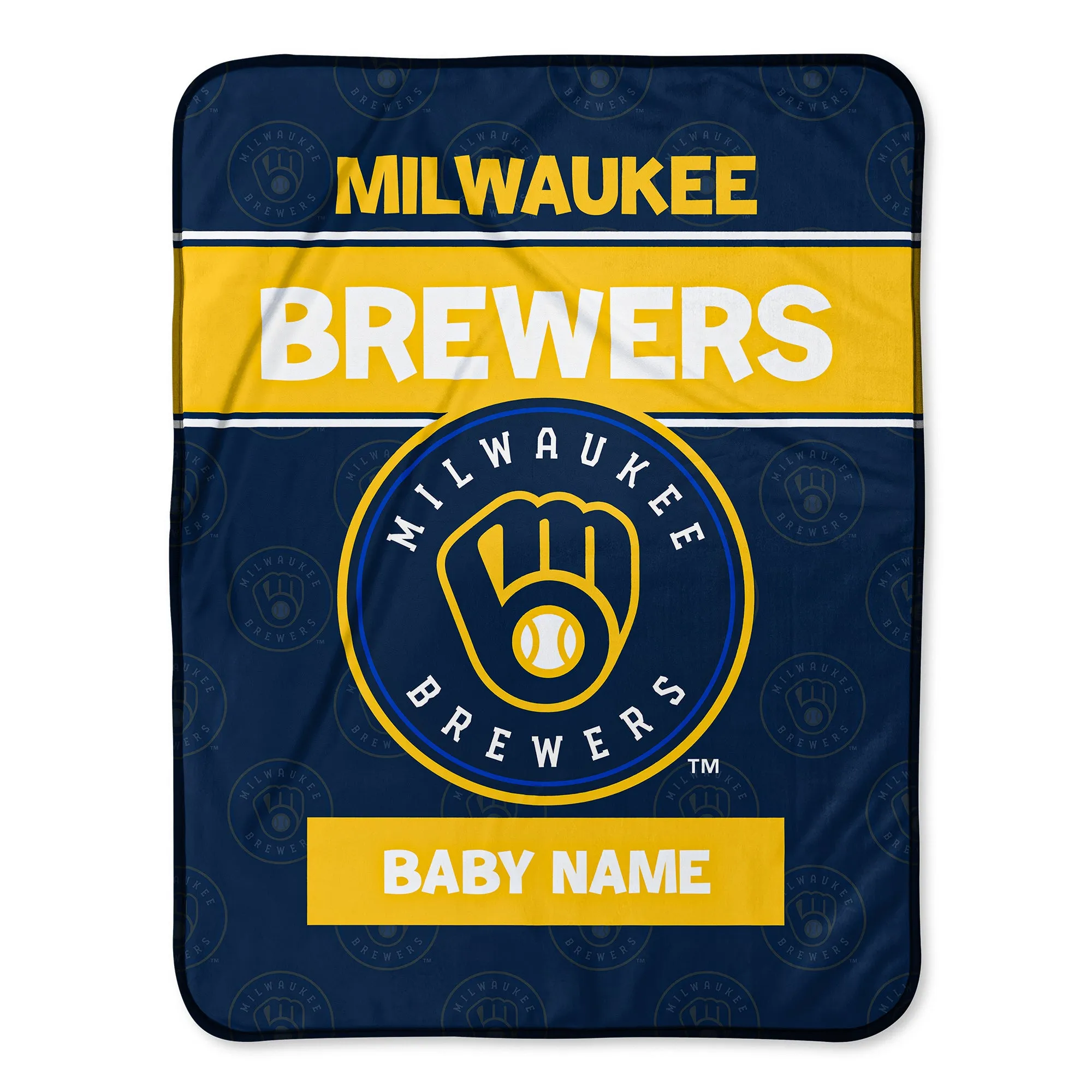 Personalized Milwaukee Brewers Emblem Baby Pixel Fleece Blanket