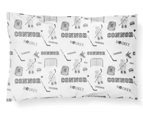 Personalized Name Pillowcase - Hockey Bears Black and White