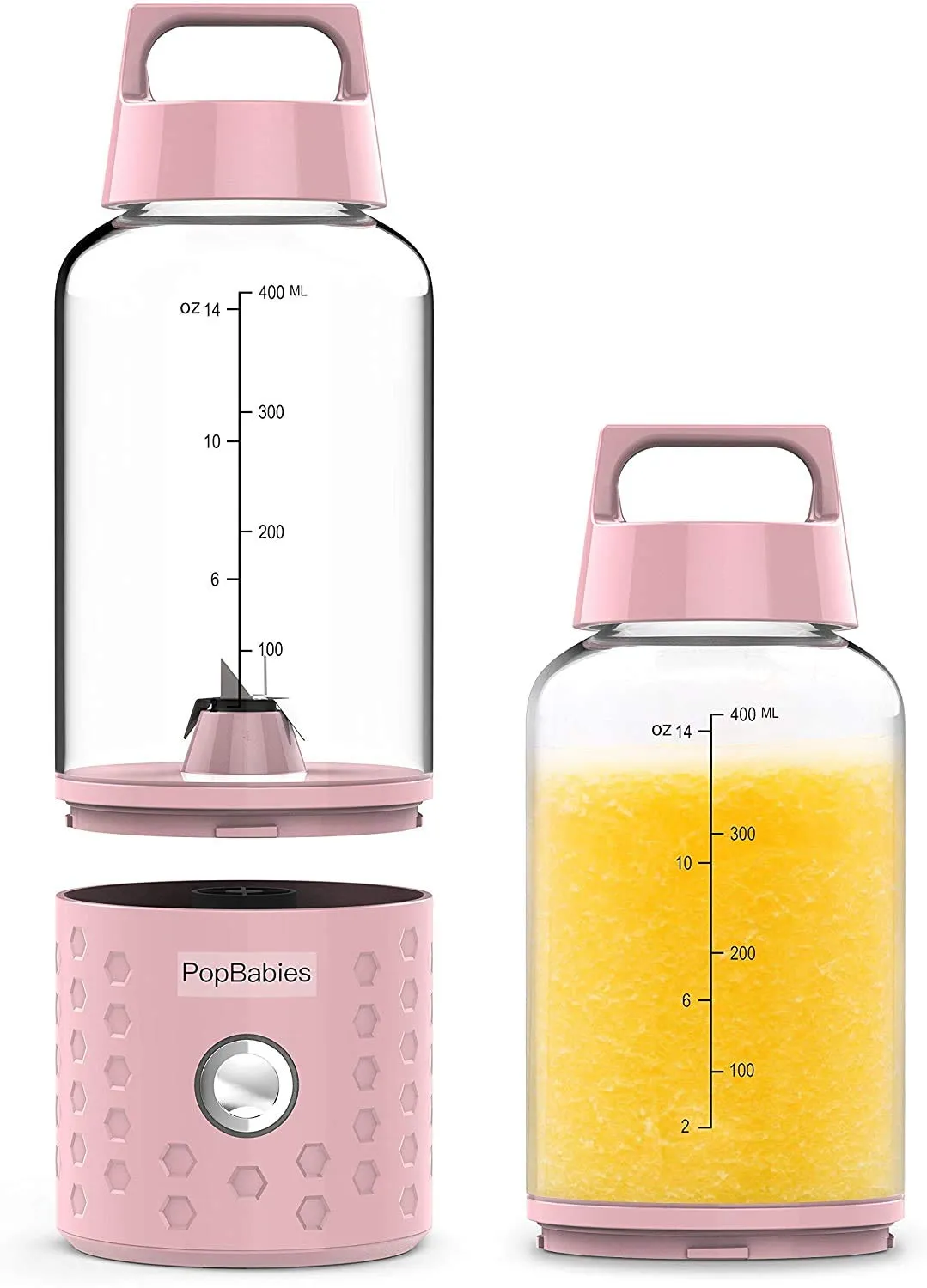 PopBabies Portable Blender, Smoothie Blender for Shakes and Smoothies with USB rechargeable, Wireless Blender on The go Princess Pink