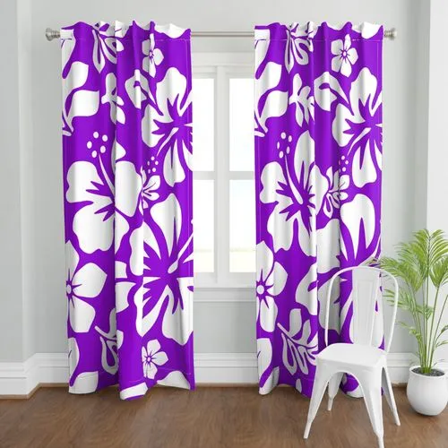 Purple and White Hawaiian Flowers Sheet Set from Surfer Bedding™️ Large Scale