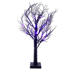 Purple LED Black Glittered Tabletop Tree