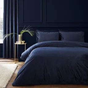 Reagan Soft Touch Matt Velvet Duvet Cover Set - Navy