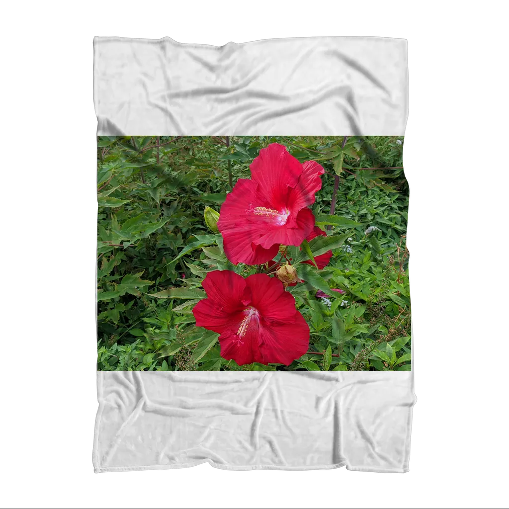 Red Flowers Sublimation Throw Blanket