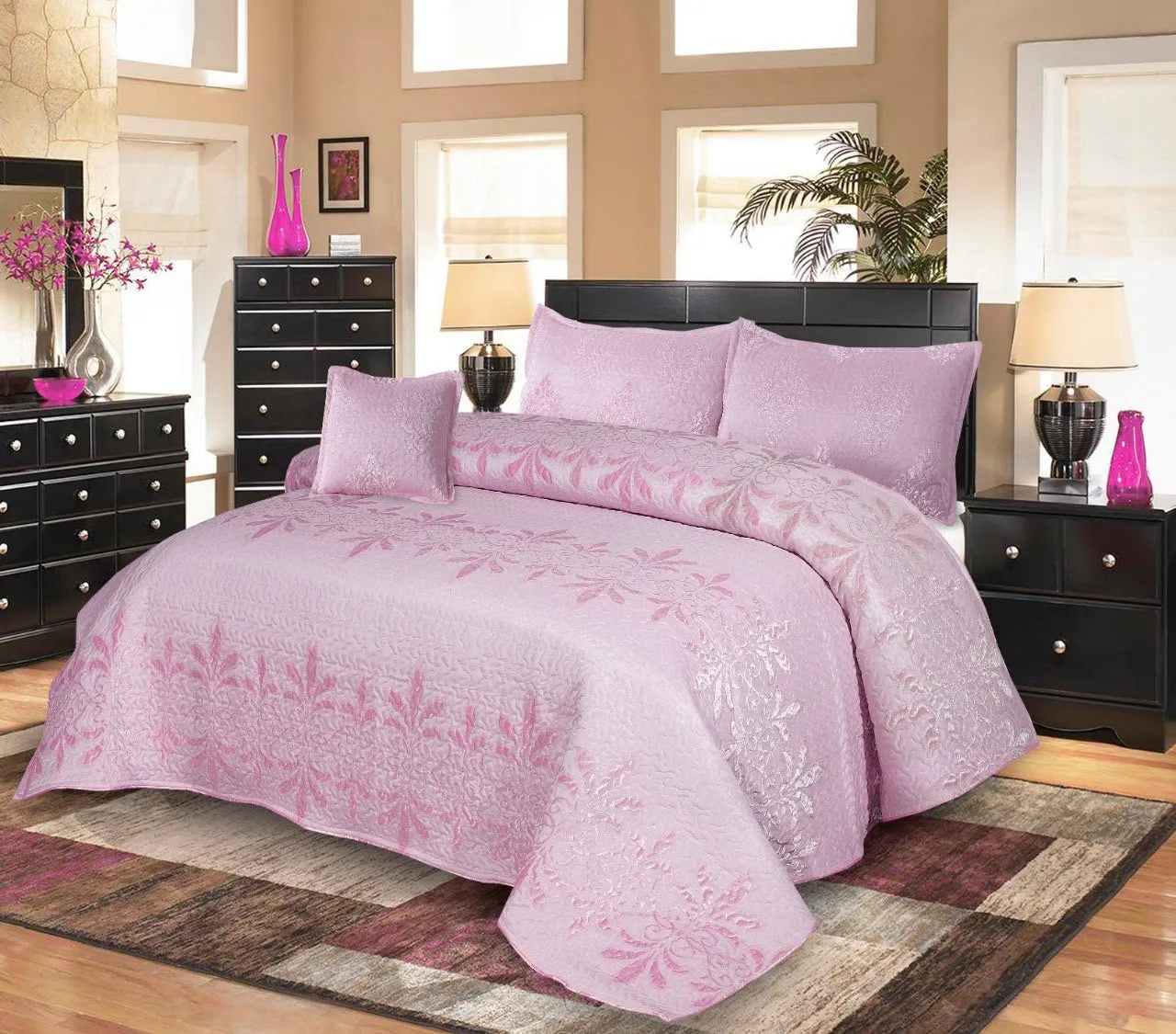 Rose Tea Bedspread 5Pcs Set