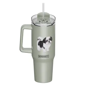 Shih Tzu, black 40 oz Tumbler with Handle and Straw Lid