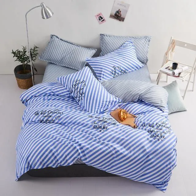 Simple Duvet Cover Sets King Size Bedding Set Unicorn Plaid Quilt Cover Bed Sheet Single Double Queen Nordic Bed Linens