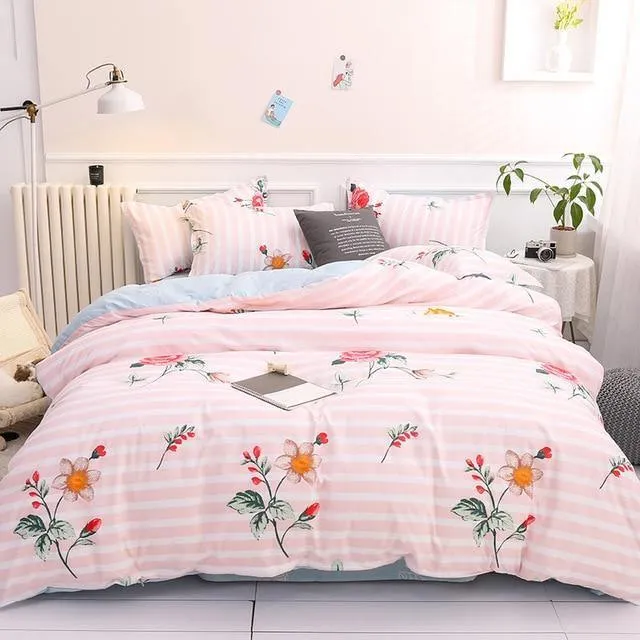 Simple Duvet Cover Sets King Size Bedding Set Unicorn Plaid Quilt Cover Bed Sheet Single Double Queen Nordic Bed Linens