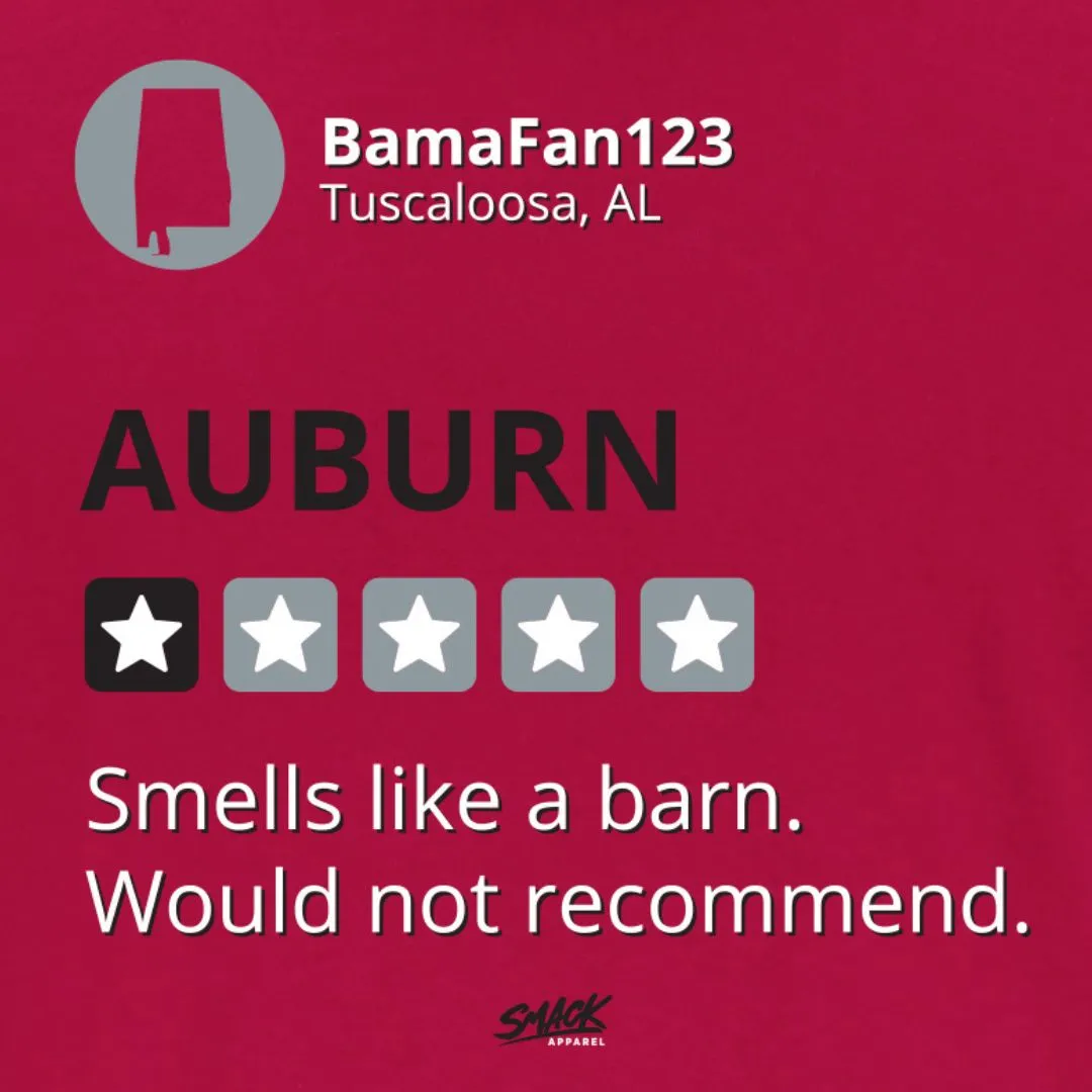 Smells Like a Barn (Anti-Auburn) T-Shirt for Alabama College Fans (SM-5XL)