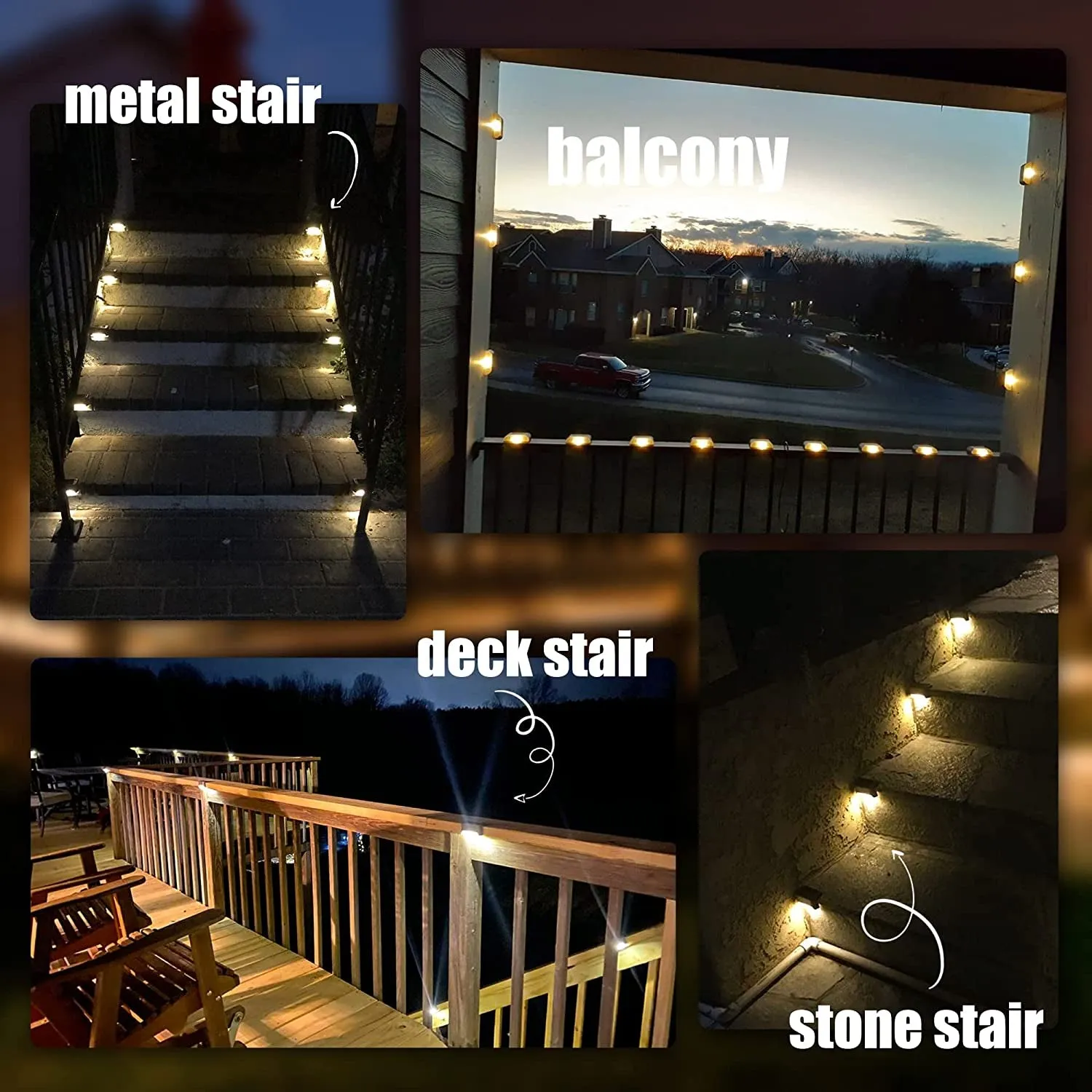 Solar Deck Lights Outdoor 16 Pack, Solar Step Lights Waterproof Led Solar Lights for Outdoor Stairs, Step , Fence, Yard, Patio, and Pathway(Warm White)