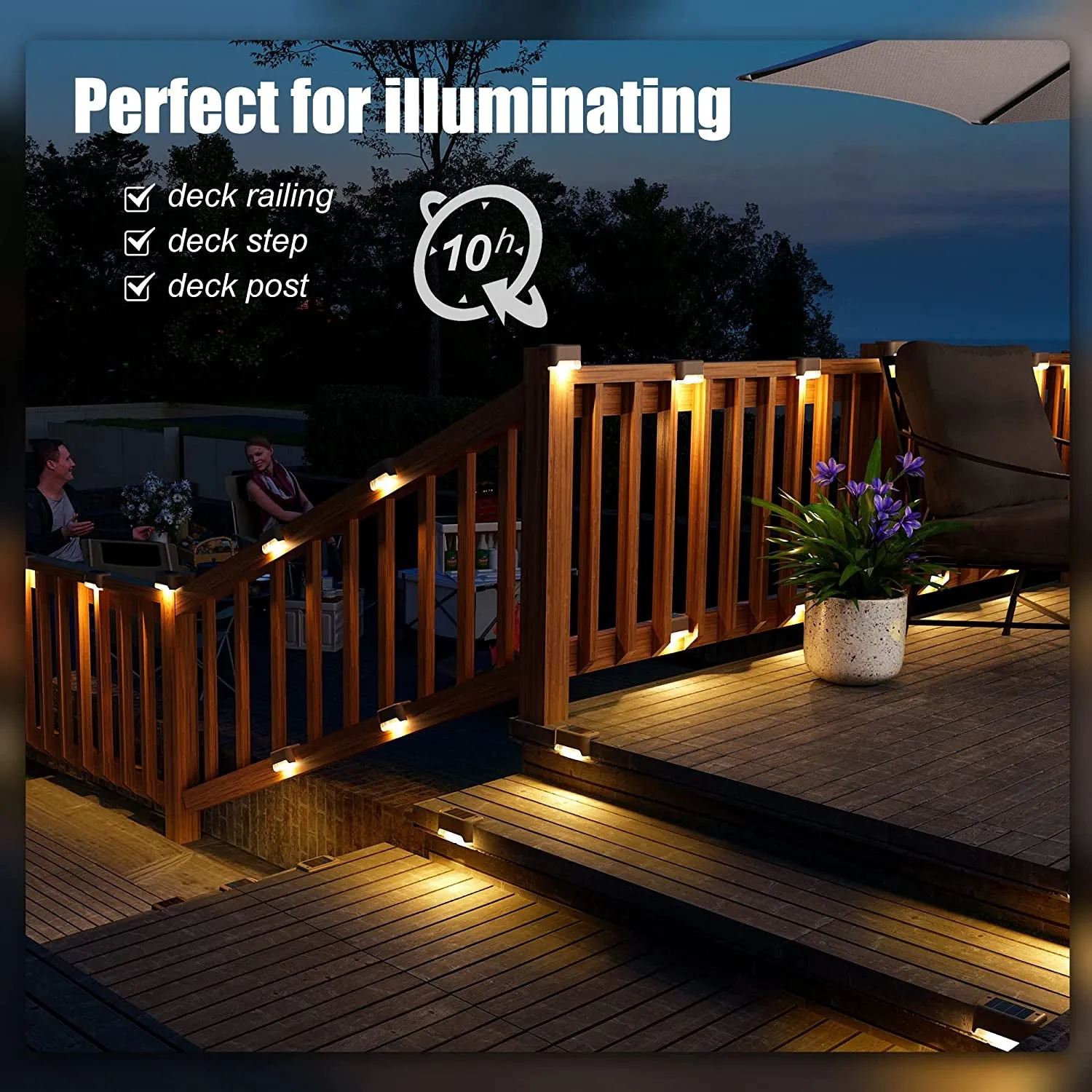 Solar Deck Lights Outdoor 16 Pack, Solar Step Lights Waterproof Led Solar Lights for Outdoor Stairs, Step , Fence, Yard, Patio, and Pathway(Warm White)