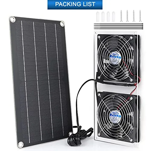 Solar Panel Fan Kit, AntPay 10W Weatherproof Dual Fan with 11Ft/3.5m Cable for Outside, Small Chicken Coops, Greenhouses, Sheds,Pet Houses, Window Exhaust