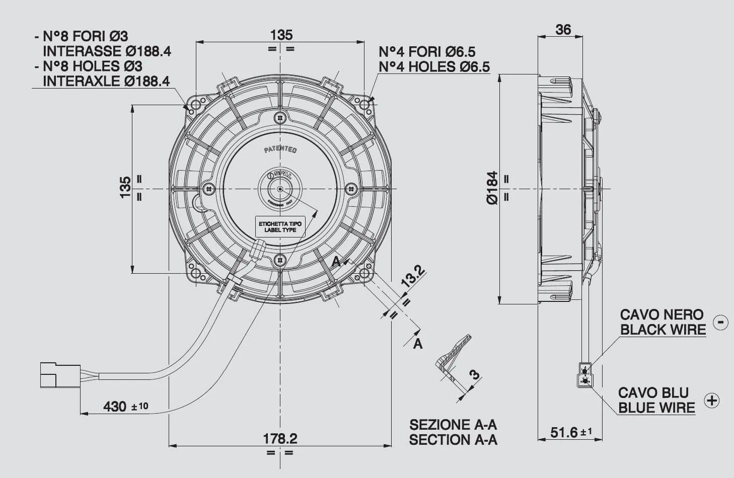 SPAL Electric Fan (6.5" - Puller Style - Low Profile - 325 CFM) 30100402