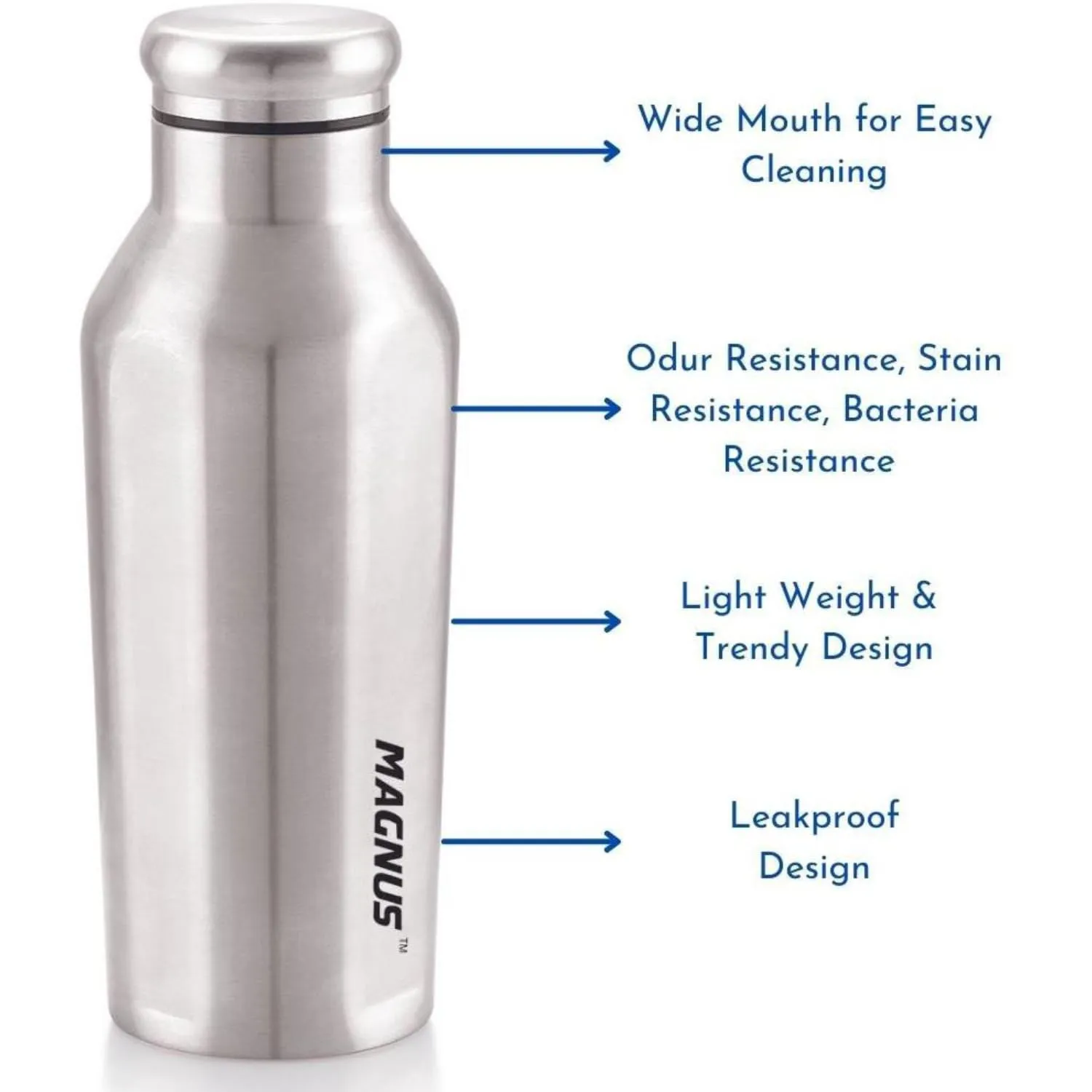 Sporty Single Wall Stainless Steel Bottle for Men & Women (BPA Free, Leakproof)