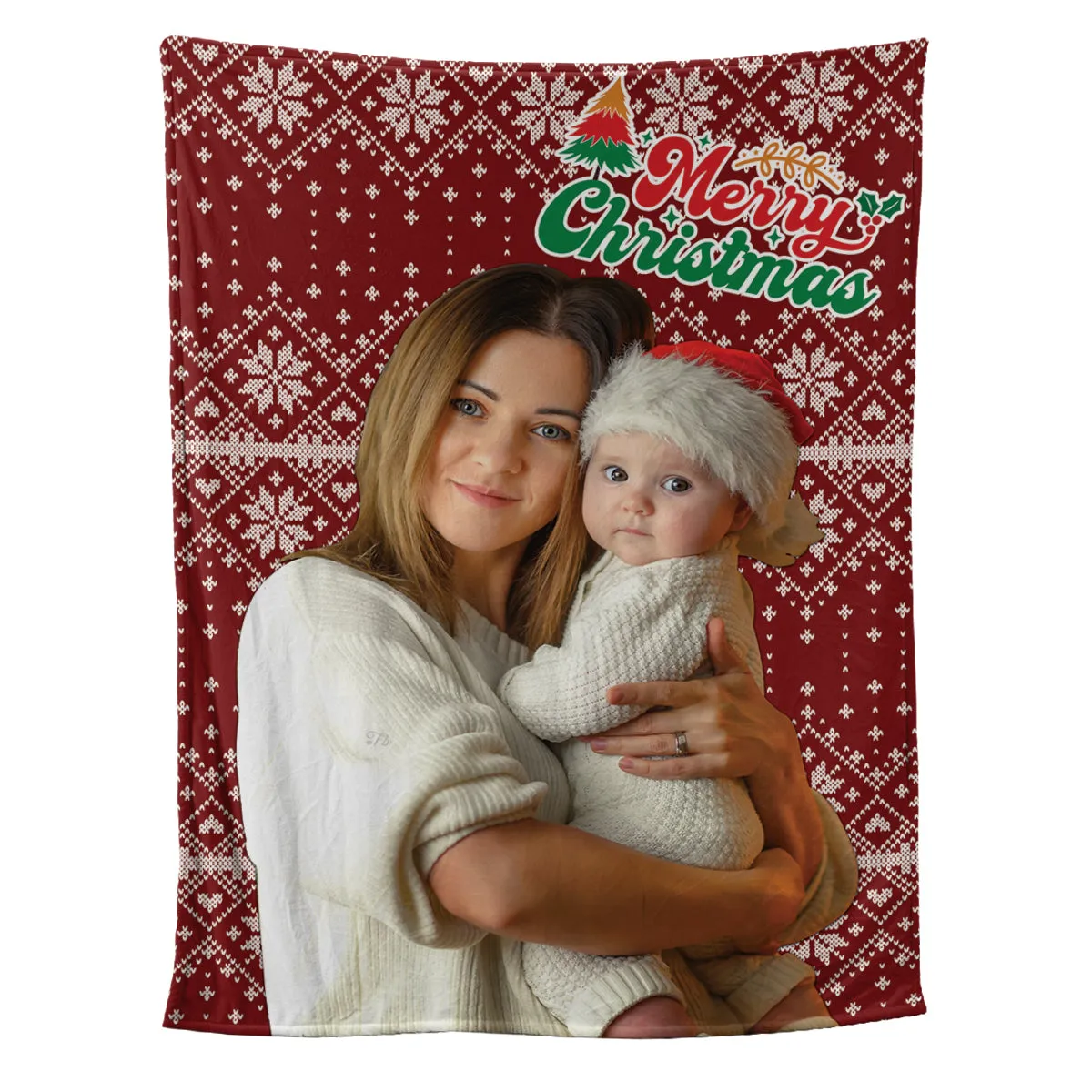 Teesdily | Merry Christmas Customize Blankets With Photos Christmas Knitting Patterns Custom Blanket With Picture Christmas Family Keepsake Gifts