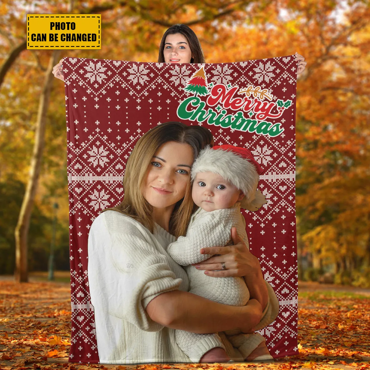 Teesdily | Merry Christmas Customize Blankets With Photos Christmas Knitting Patterns Custom Blanket With Picture Christmas Family Keepsake Gifts