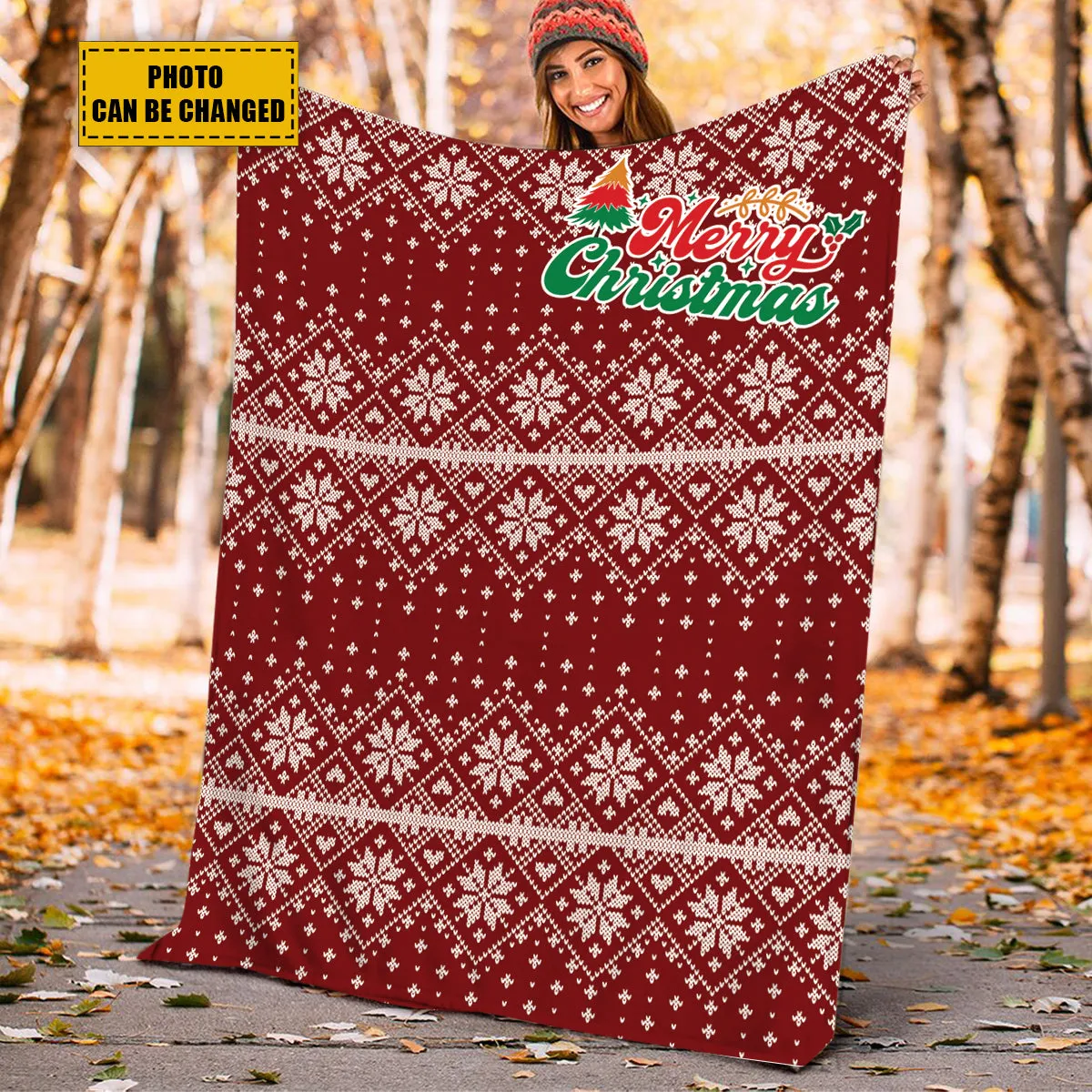 Teesdily | Merry Christmas Customize Blankets With Photos Christmas Knitting Patterns Custom Blanket With Picture Christmas Family Keepsake Gifts