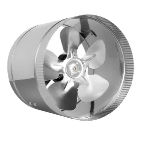 TerraBloom 8" Inline Fan - 400 CFM, Metal Duct Fan, ETL Listed, Pre-Wired 6 FT Grounded Cord - Great for Grow Tent Exhaust and Intake