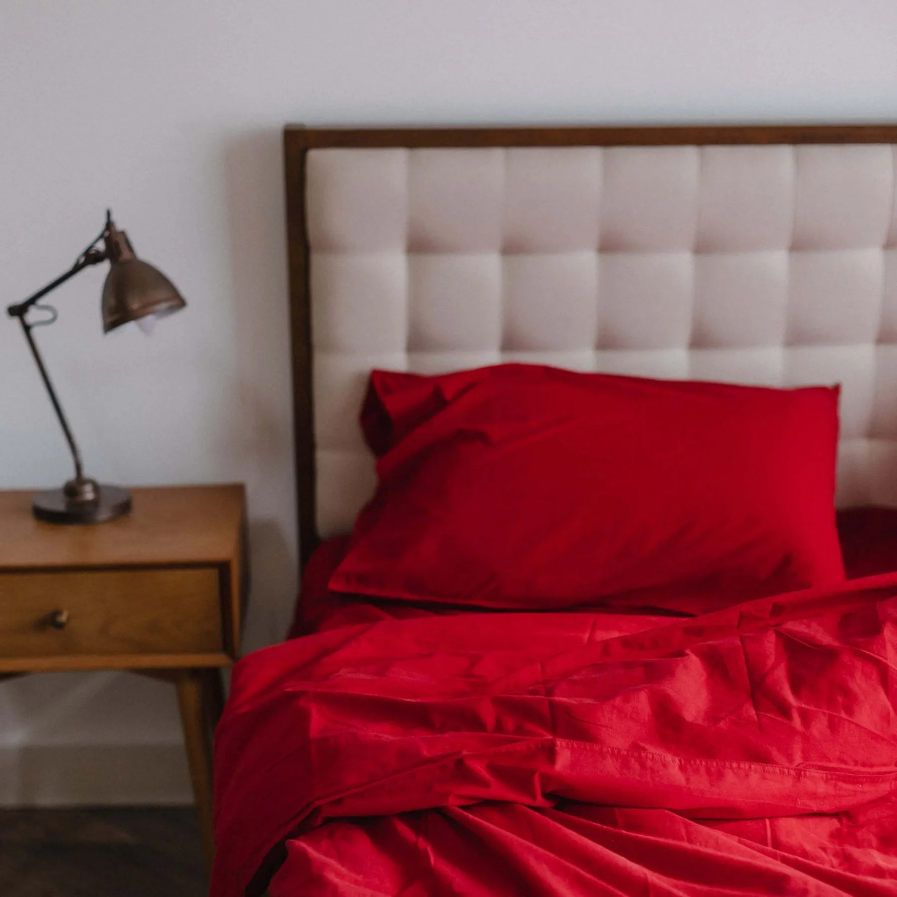 Washed Cotton Bedding Set Red