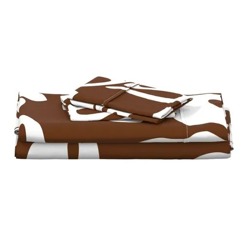 White Hawaiian Flowers on Chocolate Brown Sheet Set from Surfer Bedding™️ Large Scale