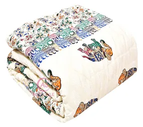 WORLDNEX 400 TC Pure Cotton Double Bed Soft Jaipuri AC Quilt/Razai/Rajai Floral Print,Jaipuri razai Double Bed for Winter Printed,(Multicolor, Double Bed, 90 x 105 inch) (Skin Friendly & Lightweight)